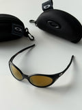 Oakley Eye Jacket Redux Sunglasses – Matte Black Frame / Gold Lens | Y2K Vintage