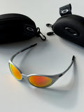 Oakley Eye Jacket Redux Sunglasses – Metallic Silver Frame / Fire Iridium Lens | Y2K Vintage