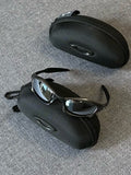 Oakley Splice Sunglasses – Matte Black Frame / Silver Mirror Lens | Y2K Vintage
