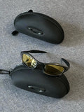 Oakley Splice Sunglasses – Matte Black Frame / Gold Mirror Lens | Y2K Vintage
